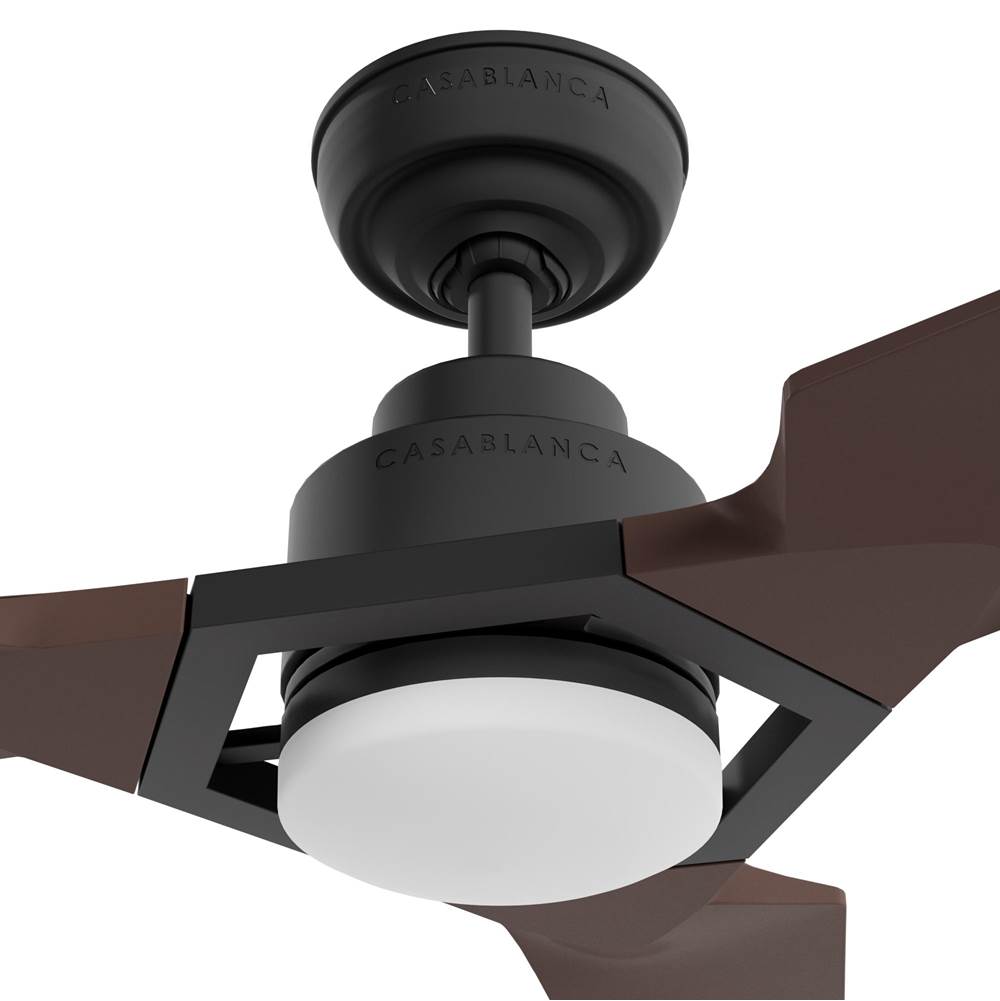 Casablanca Fan Company 53587 Matte Black Casablanca 52 Inch Eula Energy Star Matte Black Damp Rated Ceiling Fan With Led Light Kit And Wall Control And Handheld Remote Image 2