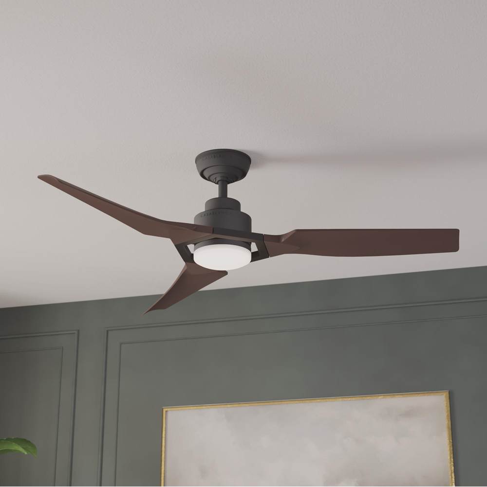 Casablanca Fan Company 53587 Matte Black Casablanca 52 Inch Eula Energy Star Matte Black Damp Rated Ceiling Fan With Led Light Kit And Wall Control And Handheld Remote Image 7
