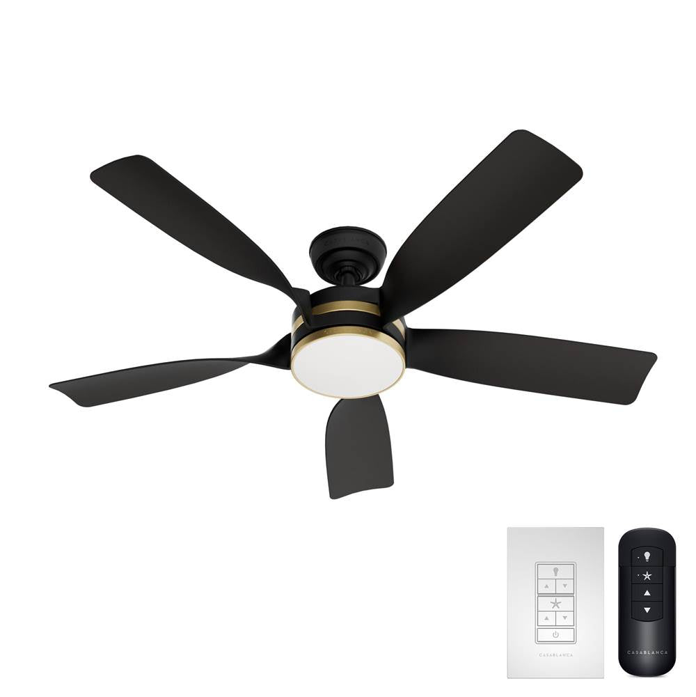 Casablanca Fan Company 53650 Matte Black Casablanca 52 Inch Julia Energy Star Matte Black Damp Rated Ceiling Fan With Led Light Kit And Wall Control And Handheld Remote Image 9