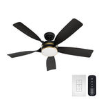 Casablanca Fan Company 53650 Matte Black Casablanca 52 Inch Julia Energy Star Matte Black Damp Rated Ceiling Fan With Led Light Kit And Wall Control And Handheld Remote Image 9