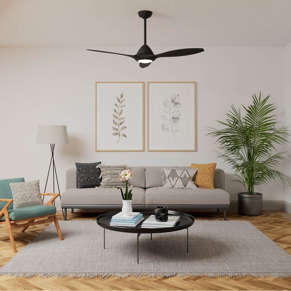 Casablanca Fan Company 52856 Matte Black Casablanca 56 Inch Surea Matte Black Damp Rated Ceiling Fan With Led Light Kit And Handheld Remote Image 2