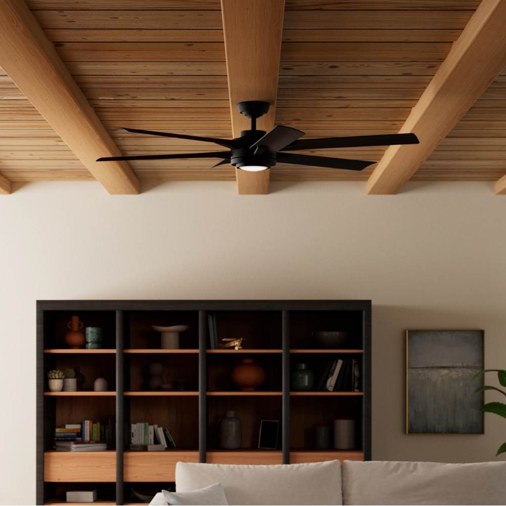 Casablanca Fan Company 53470 Matte Black 65 Inch Melia Energy Star Matte Black Damp Rated Ceiling Fan With Led Light Kit And Wall Control Image 3