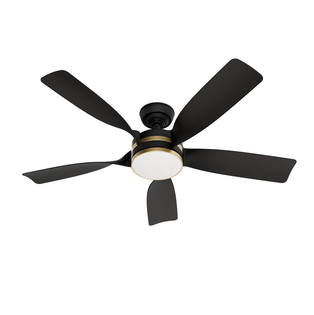Casablanca Fan Company 53650 Matte Black Casablanca 52 Inch Julia Energy Star Matte Black Damp Rated Ceiling Fan With Led Light Kit And Wall Control And Handheld Remote Image 1