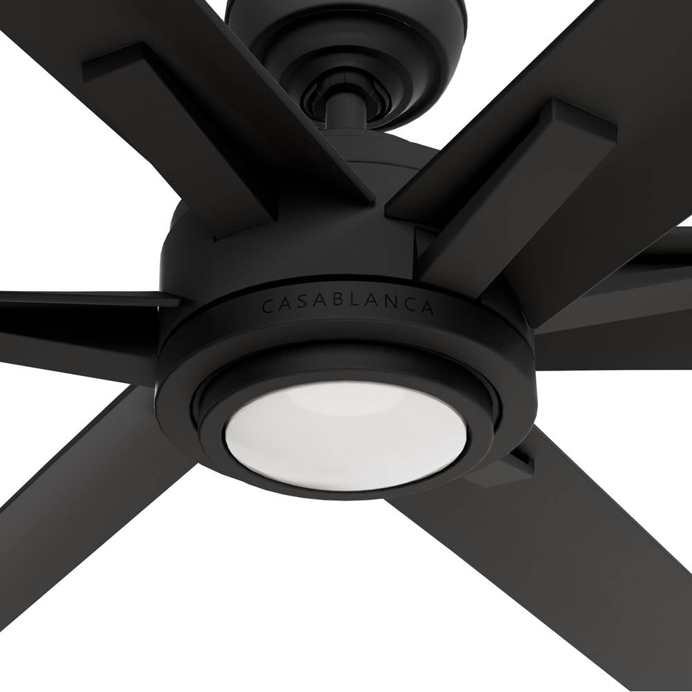Casablanca Fan Company Melia 65 Inch Melia Energy Star Matte Black Damp Rated Ceiling Fan With Led Light Kit And Wall Control