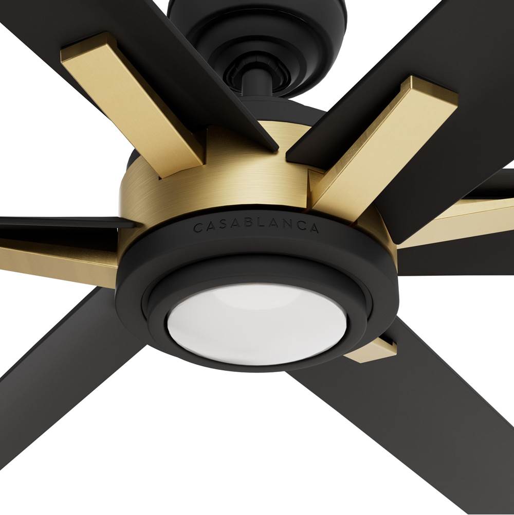 Casablanca Fan Company Melia 65 Inch Melia Energy Star Matte Black Damp Rated Ceiling Fan With Led Light Kit And Wall Control