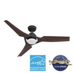 Casablanca Fan Company Eula Casablanca 52 Inch Eula Energy Star Matte Black Damp Rated Ceiling Fan With Led Light Kit And Wall Control And Handheld Remote