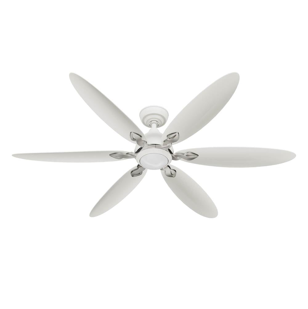 Casablanca Fan Company 53584 Fresh White Casablanca 60 Inch Azalea Energy Star Fresh White Damp Rated Ceiling Fan With Led Light Kit And Wall Control And Handheld Remote Image 1