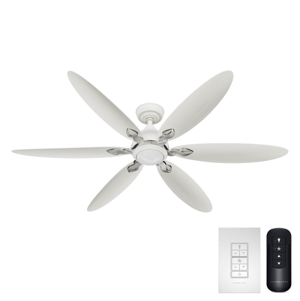 Casablanca Fan Company 53584 Fresh White Casablanca 60 Inch Azalea Energy Star Fresh White Damp Rated Ceiling Fan With Led Light Kit And Wall Control And Handheld Remote Image 9
