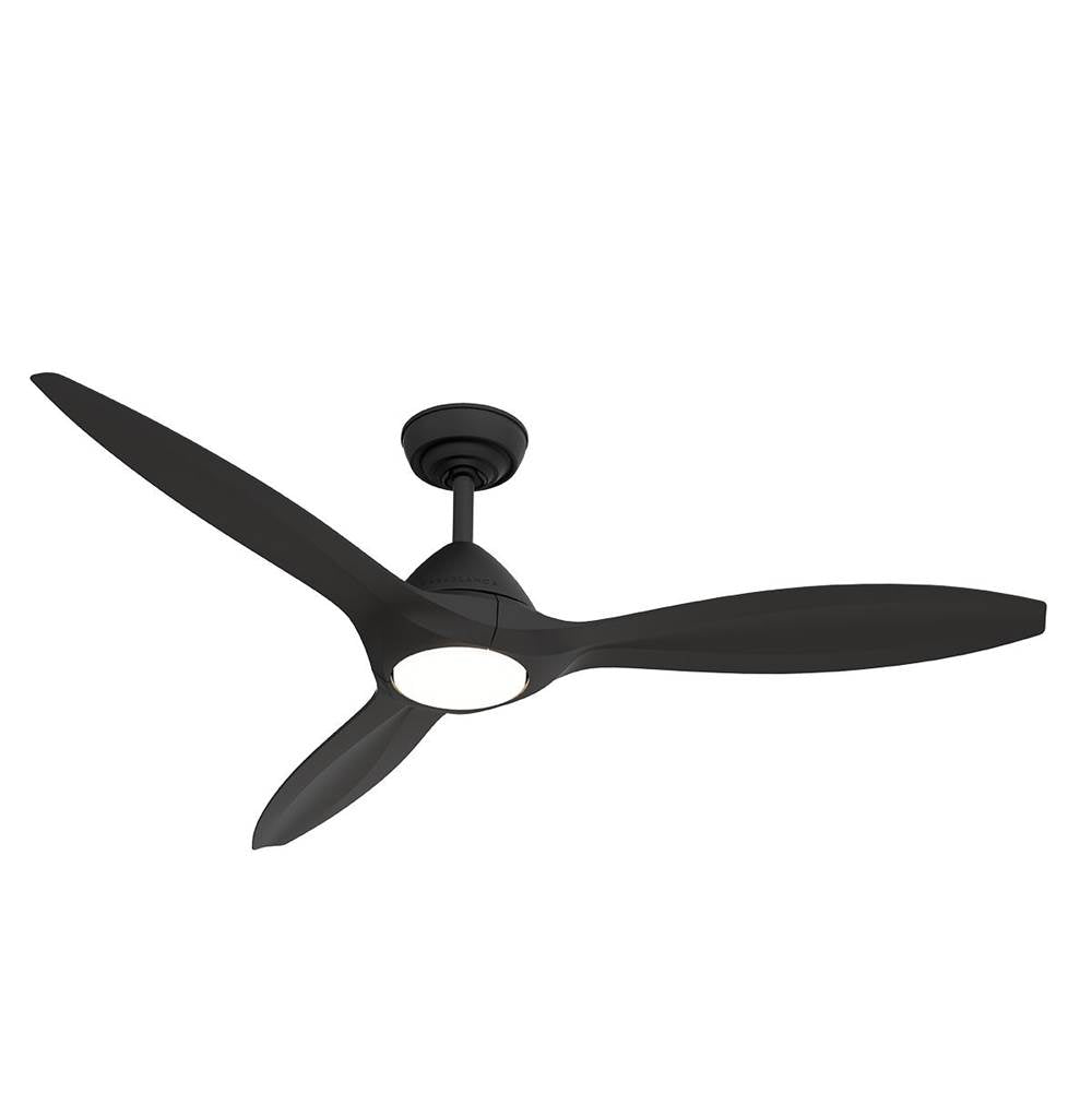 Casablanca Fan Company 52856 Matte Black Casablanca 56 Inch Surea Matte Black Damp Rated Ceiling Fan With Led Light Kit And Handheld Remote Image 1