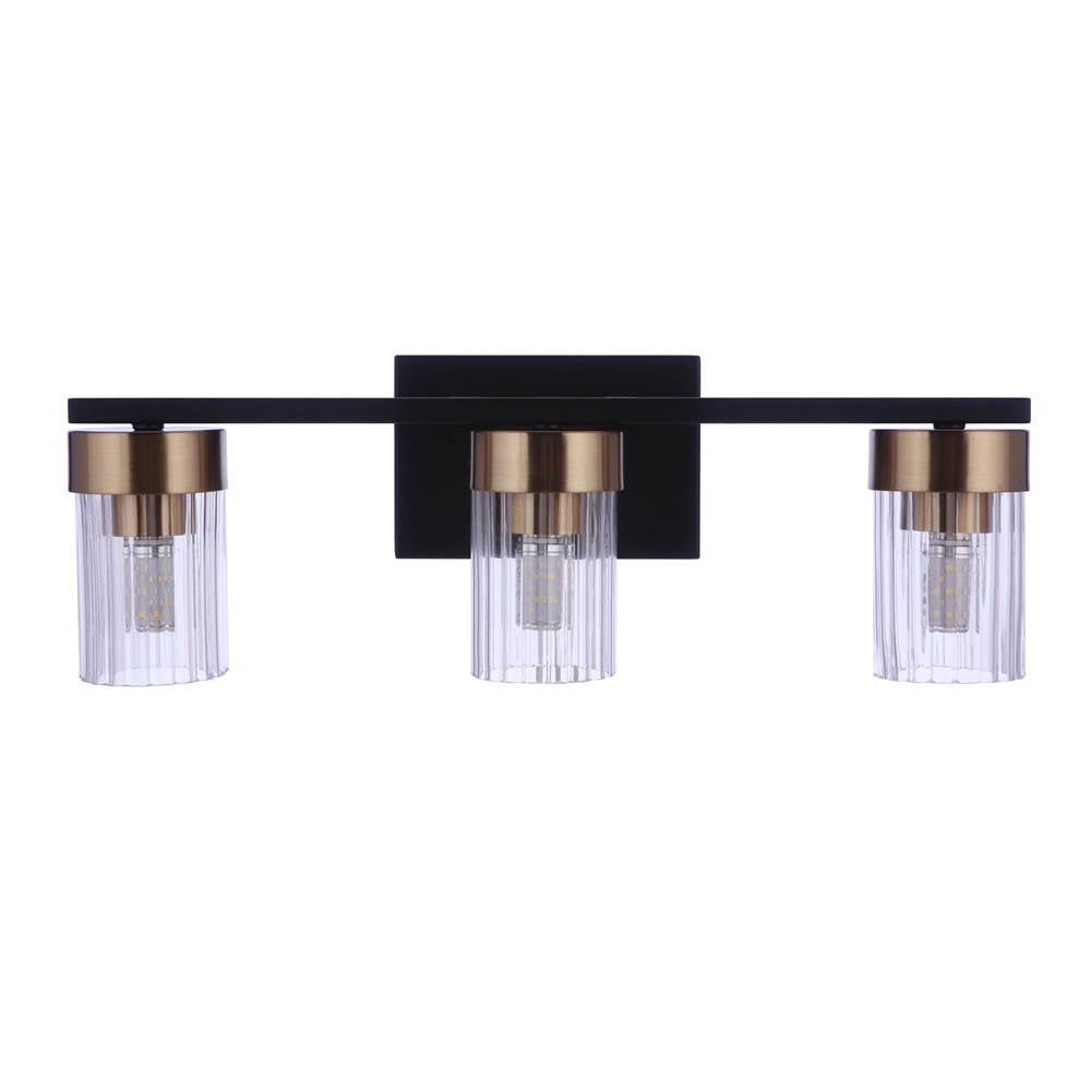 Craftmade Bond Street Bond Street 3 Light Vanity In Flat Black/satin Brass
