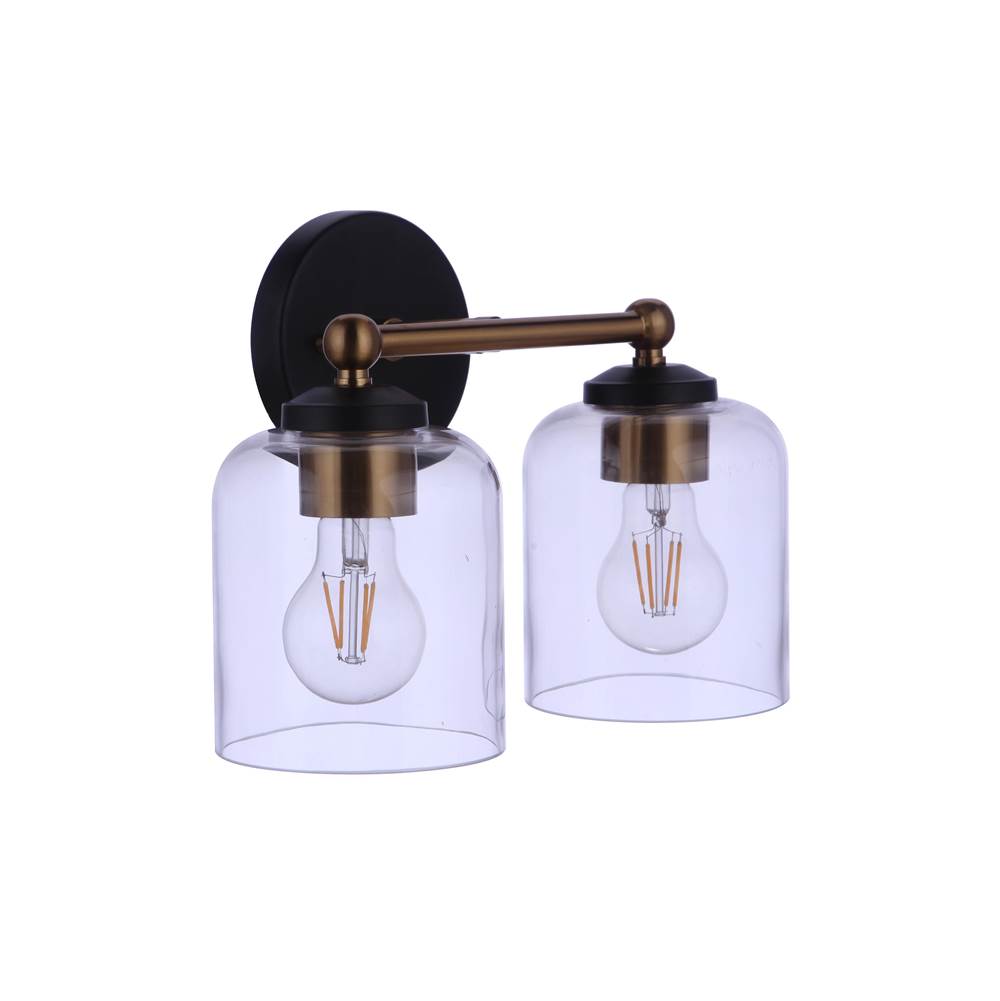 Craftmade Coppa 2 Light Vanity In Flat Black/satin Brass