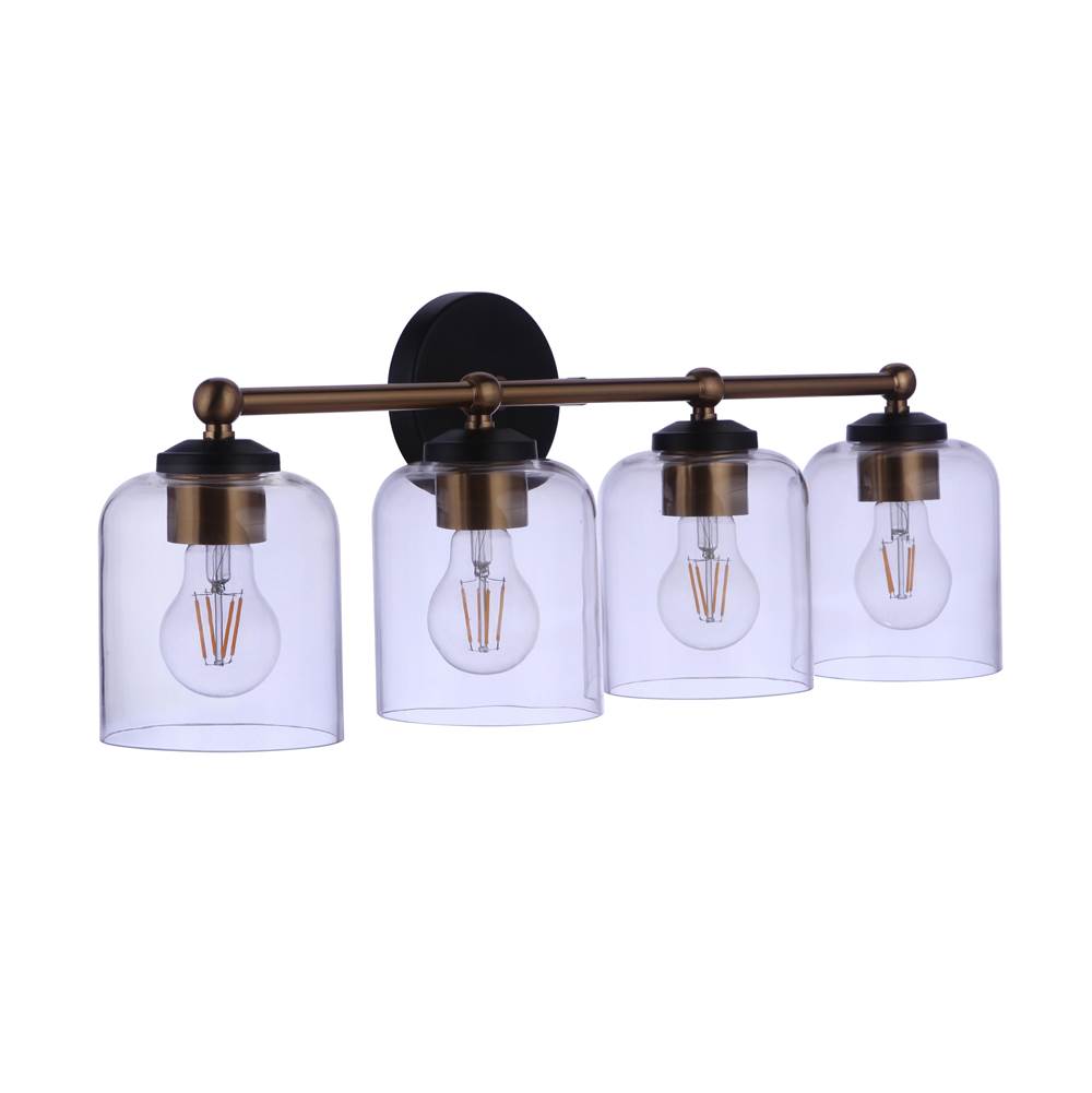 Craftmade Coppa 4 Light Vanity In Flat Black/satin Brass