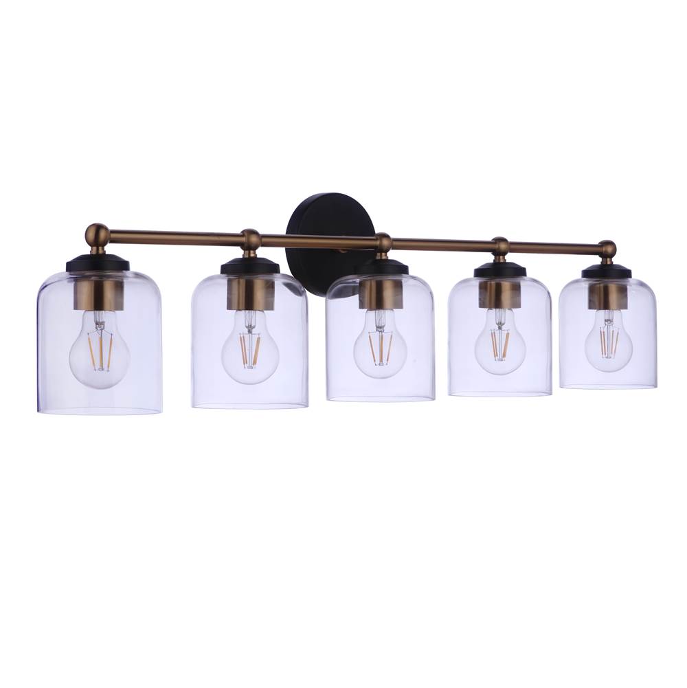 Craftmade Coppa 5 Light Vanity In Flat Black/satin Brass