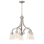 Craftmade Grace 5 Light Down Chandelier In Brushed Polished Nickel (clear Seeded Glass)