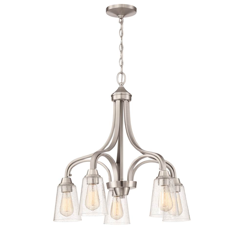 Craftmade Grace 5 Light Down Chandelier In Brushed Polished Nickel (clear Seeded Glass)