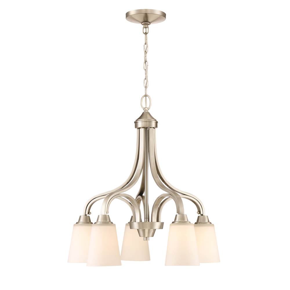 Craftmade Grace 5 Light Down Chandelier In Brushed Polished Nickel