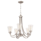Craftmade 41925-BNK-CS Brushed Polished Nickel Grace 5 Light Chandelier In Brushed Polished Nickel (clear Seeded Glass) Image 1
