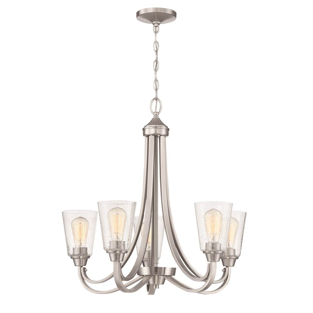 Craftmade Grace 5 Light Chandelier In Brushed Polished Nickel (clear Seeded Glass)
