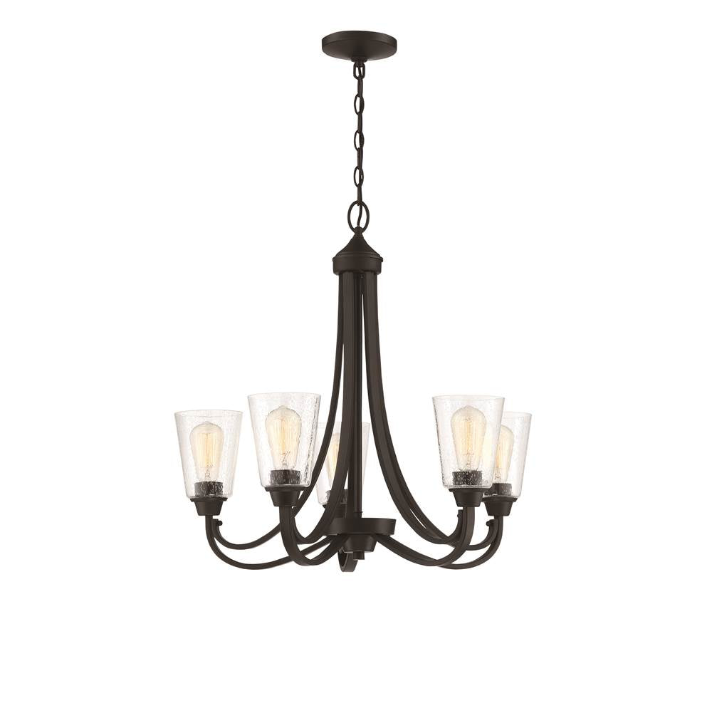 Craftmade Grace 5 Light Chandelier In Brushed Polished Nickel (clear Seeded Glass)