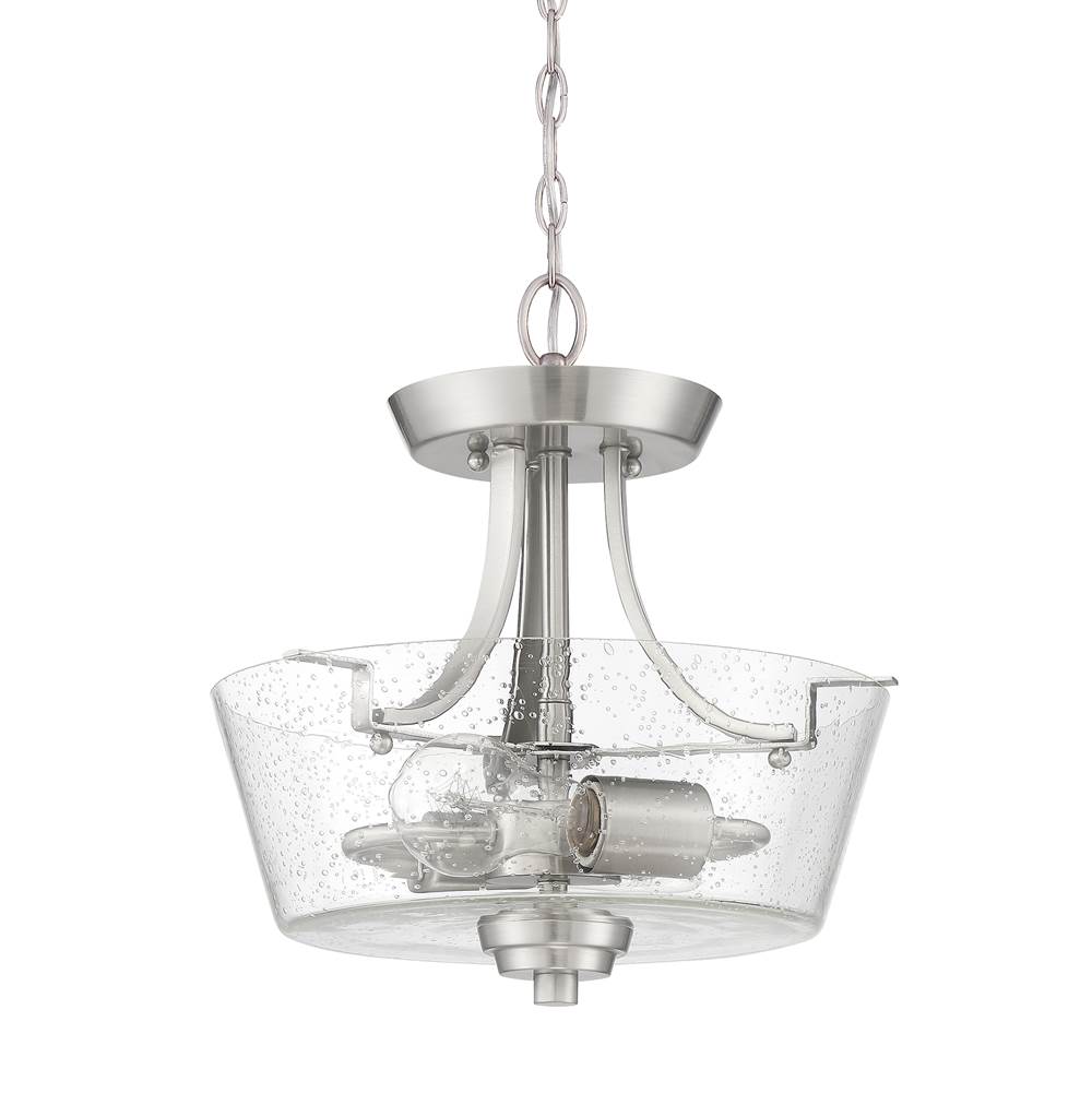 Craftmade Grace 2 Light Convertible Semi Flush In Brushed Polished Nickel (clear Seeded Glass)