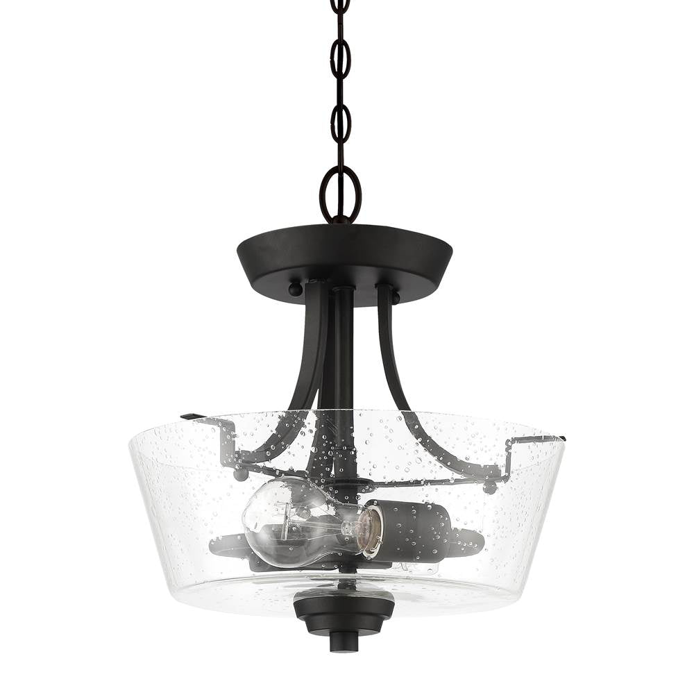 Craftmade Grace 2 Light Convertible Semi Flush In Brushed Polished Nickel (clear Seeded Glass)