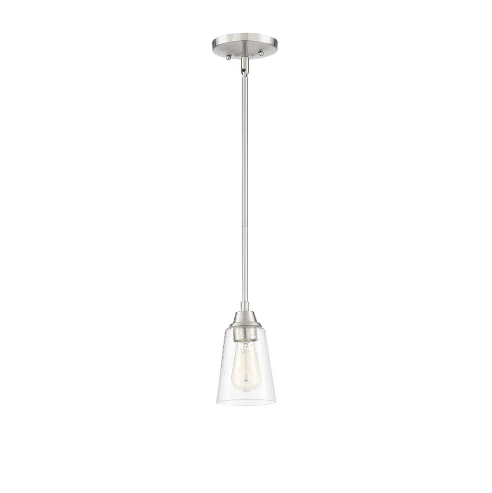 Craftmade 41991-BNK-CS Brushed Polished Nickel Grace 1 Light Mini Pendant In Brushed Polished Nickel (clear Seeed Glass) Image 1