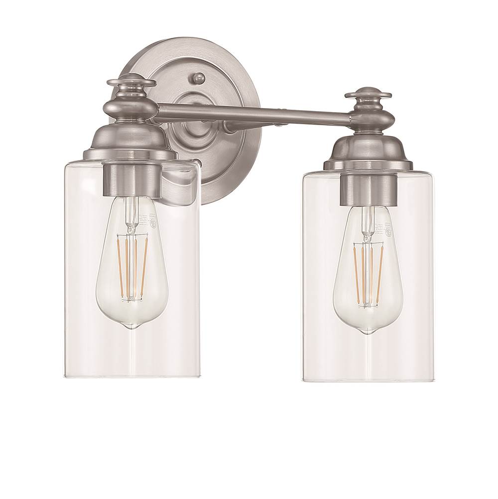 Craftmade Dardyn 2 Light Vanity In Brushed Polished Nickel (clear Glass)