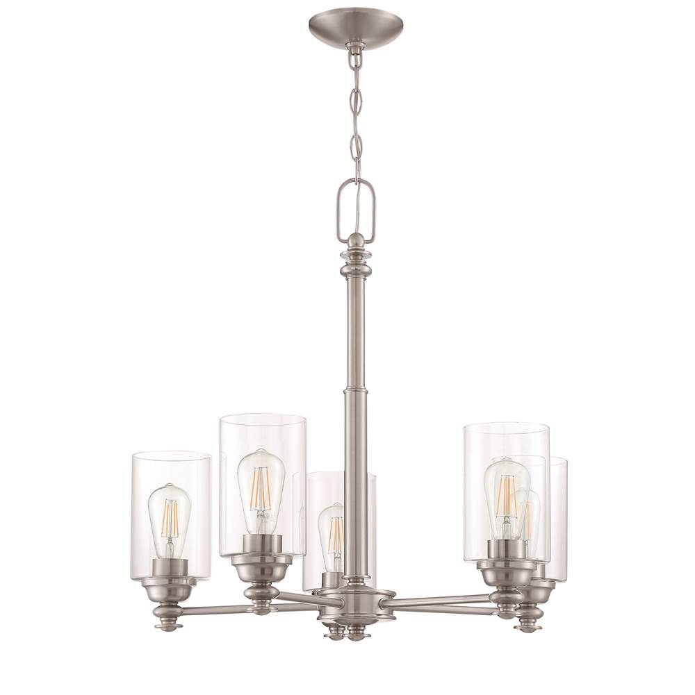 Craftmade Dardyn 5 Light Chandelier In Brushed Polished Nickel (clear Glass)