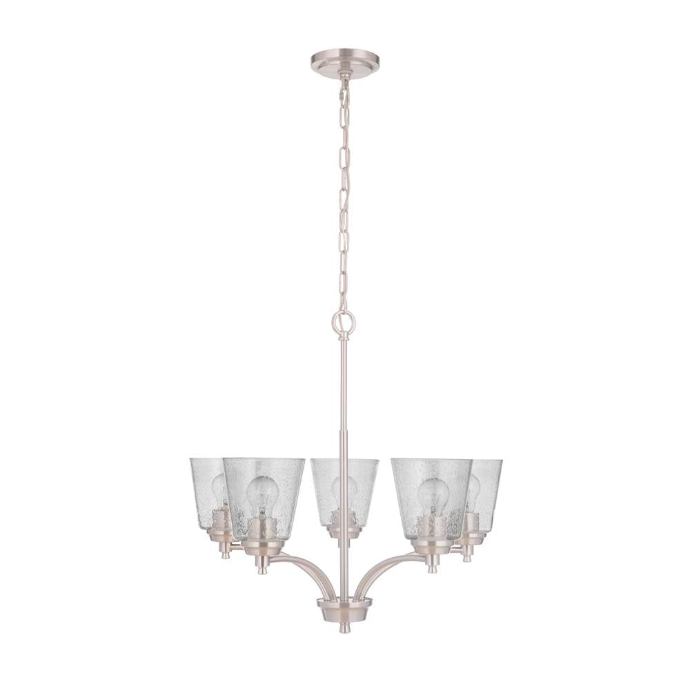Craftmade 50225-BNK Brushed Polished Nickel Tyler 5 Light Chandelier In Brushed Polished Nickel Image 1