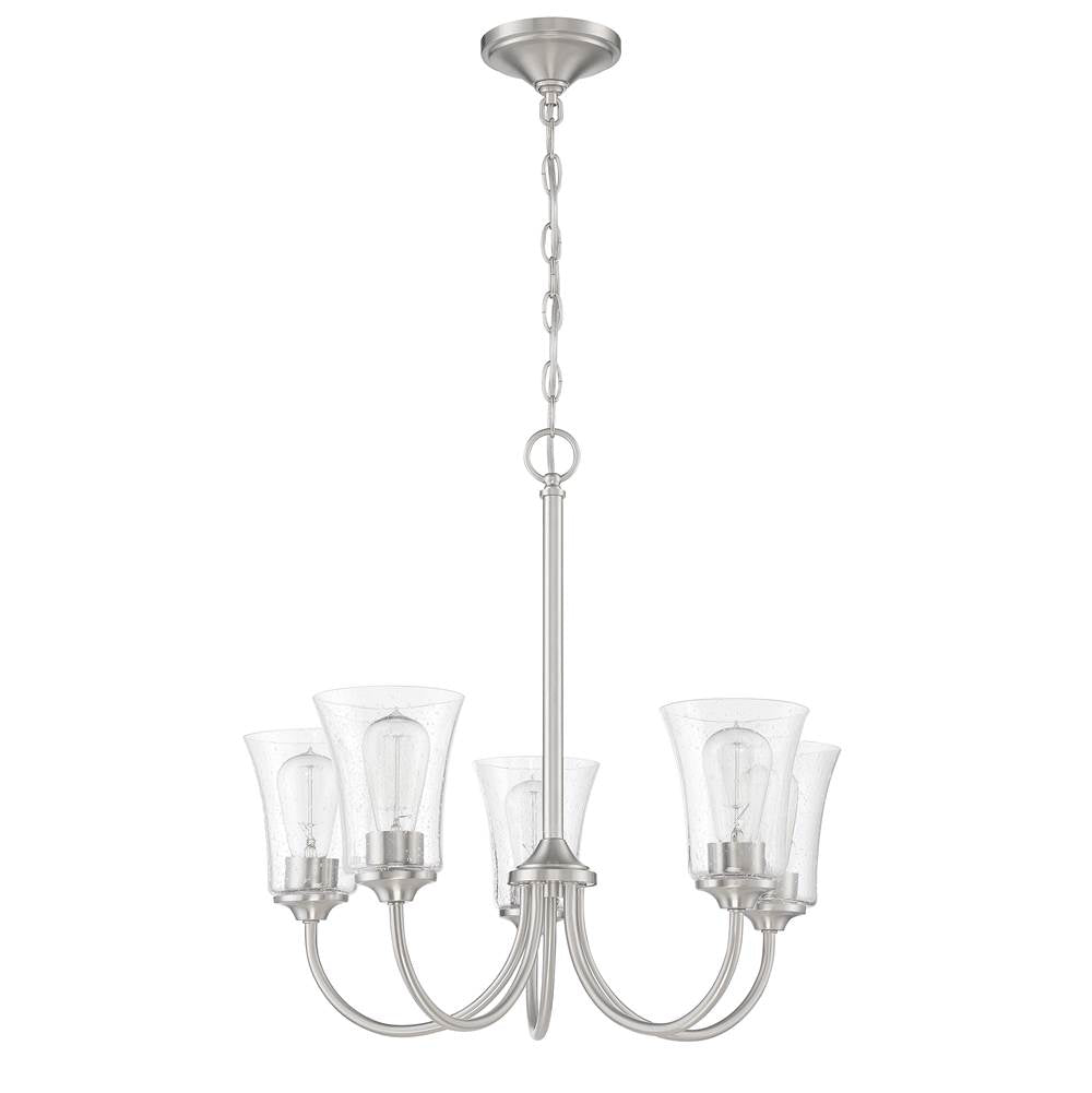 Craftmade 50425-BNK Brushed Polished Nickel Gwyneth 5 Light Chandelier In Brushed Polished Nickel Image 1