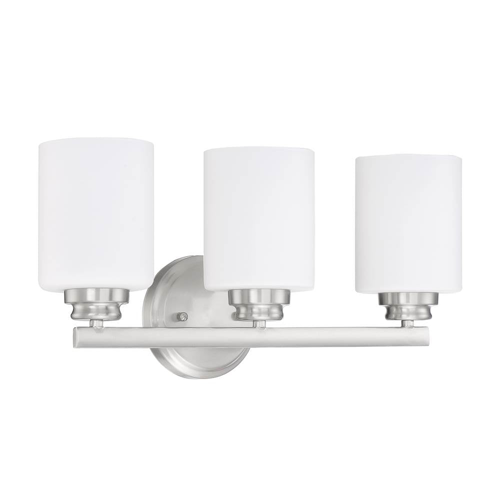 Craftmade 50503-BNK-WG Brushed Polished Nickel Bolden 3 Light Vanity In Brushed Polished Nickel (white Glass) Image 1