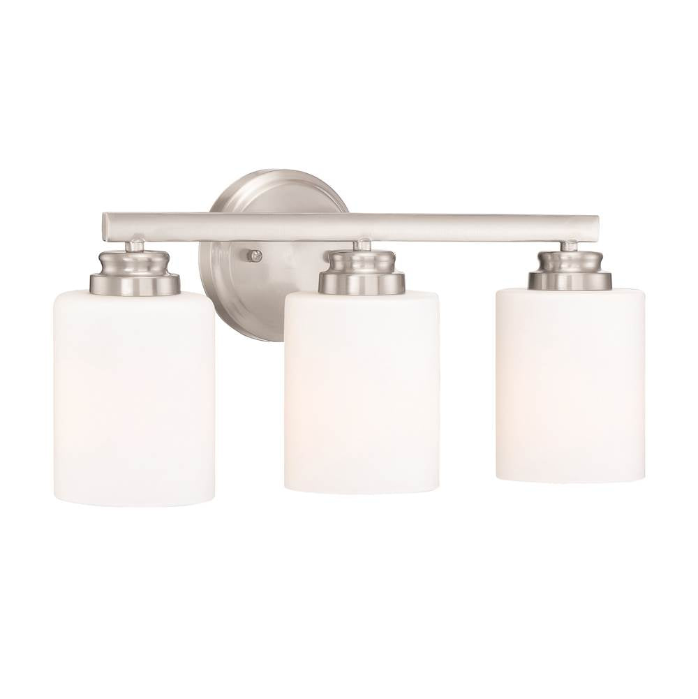 Craftmade Bolden 3 Light Vanity In Brushed Polished Nickel (white Glass)