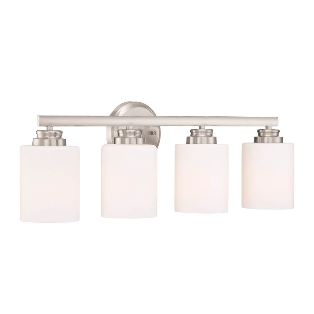 Craftmade Bolden 4 Light Vanity In Brushed Polished Nickel (white Glass)
