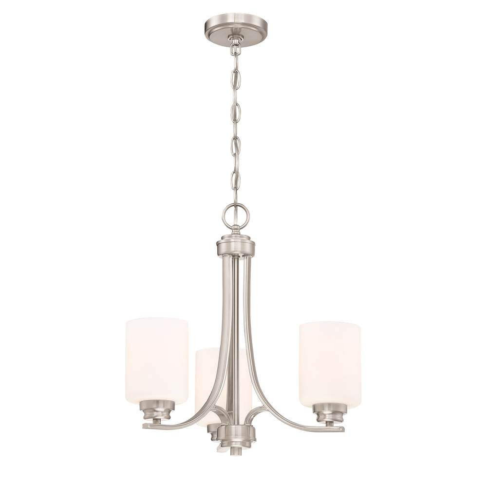 Craftmade Bolden 3 Light Chandelier In Brushed Polished Nickel (white Glass)