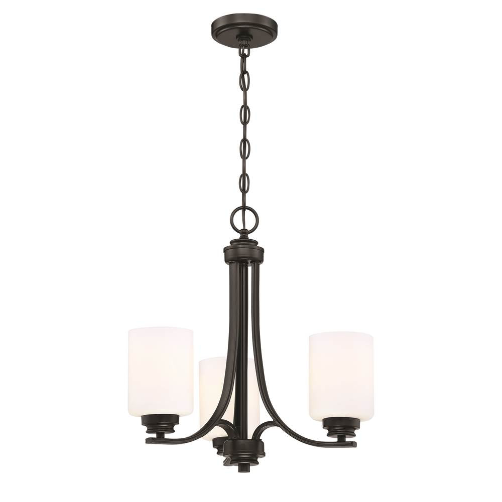 Craftmade Bolden 3 Light Chandelier In Brushed Polished Nickel (white Glass)