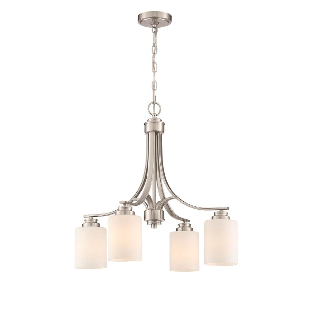 Craftmade 50524-BNK-WG Brushed Polished Nickel Bolden 4 Light Chandelier In Brushed Polished Nickel (white Glass) Image 1