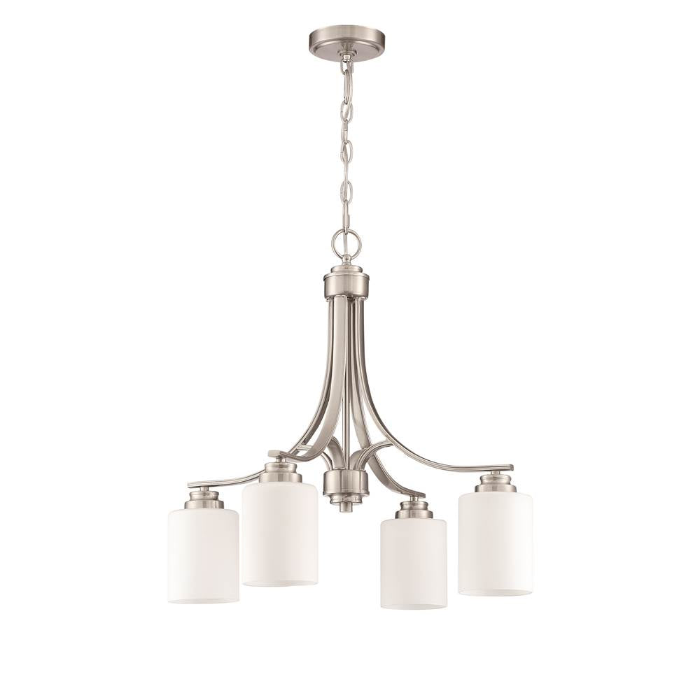 Craftmade Bolden 4 Light Chandelier In Brushed Polished Nickel (white Glass)