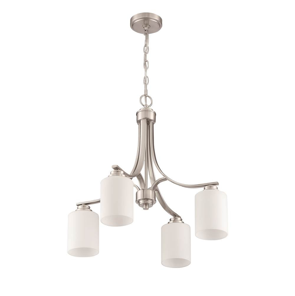 Craftmade 50524-BNK-WG Brushed Polished Nickel Bolden 4 Light Chandelier In Brushed Polished Nickel (white Glass) Image 5