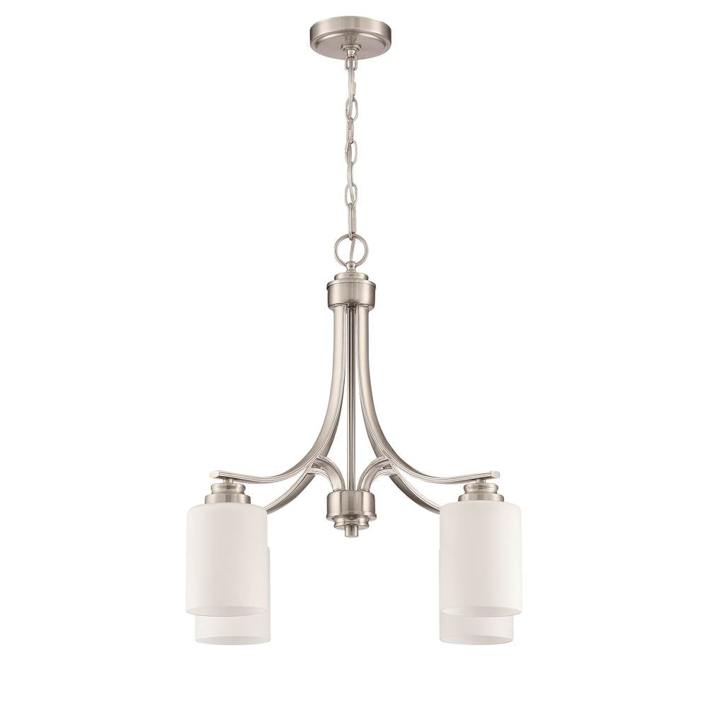Craftmade 50524-BNK-WG Brushed Polished Nickel Bolden 4 Light Chandelier In Brushed Polished Nickel (white Glass) Image 4