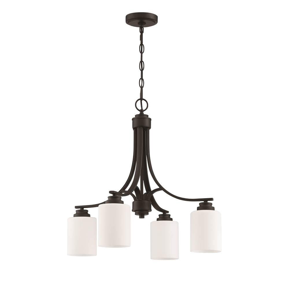 Craftmade Bolden 4 Light Chandelier In Brushed Polished Nickel (white Glass)