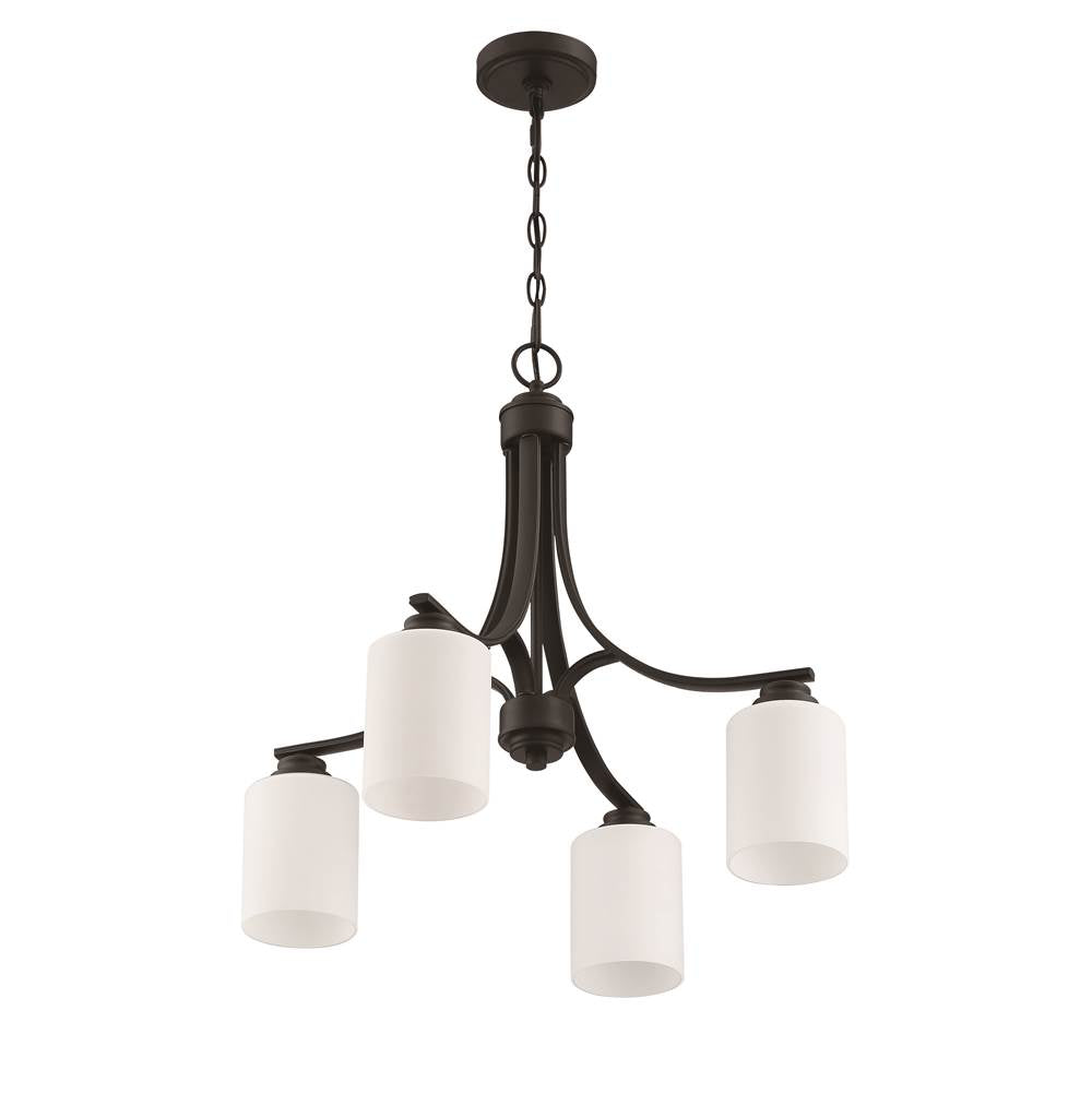 Craftmade 50524-FB-WG Flat Black Bolden 4 Light Chandelier In Flat Black (white Glass) Image 6
