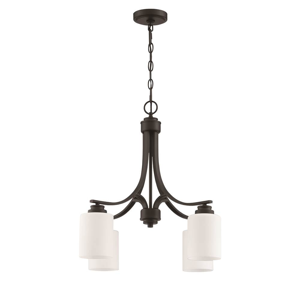 Craftmade 50524-FB-WG Flat Black Bolden 4 Light Chandelier In Flat Black (white Glass) Image 5