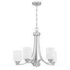 Craftmade 50525-BNK-WG Brushed Polished Nickel Bolden 5 Light Chandelier In Brushed Polished Nickel (white Glass) Image 1