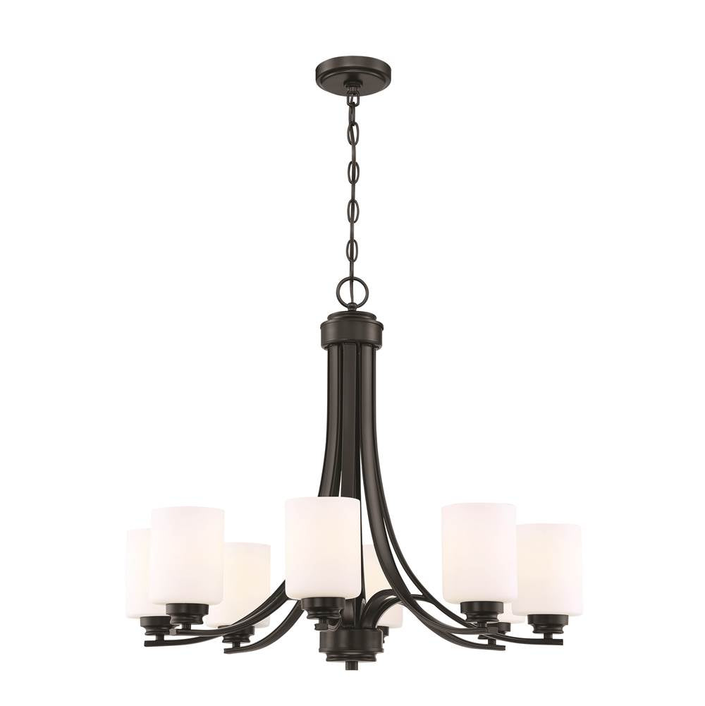 Craftmade Bolden 8 Light Chandelier In Brushed Polished Nickel (white Glass)