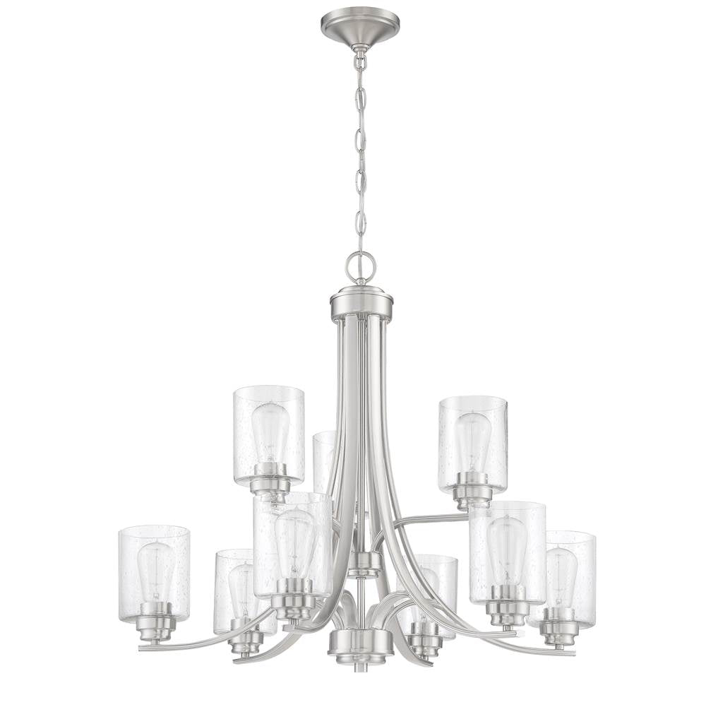 Craftmade 50529-BNK Brushed Polished Nickel Bolden 9 Light Chandelier In Brushed Polished Nickel Image 1