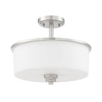 Craftmade 50552-BNK-WG Brushed Polished Nickel Bolden 2 Light Convertible Semi Flush In Brushed Polished Nickel (white Glass) Image 1