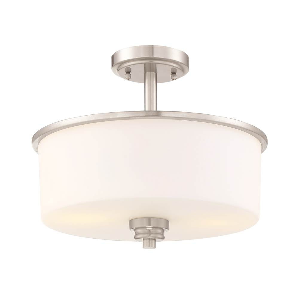 Craftmade Bolden 2 Light Convertible Semi Flush In Brushed Polished Nickel (white Glass)