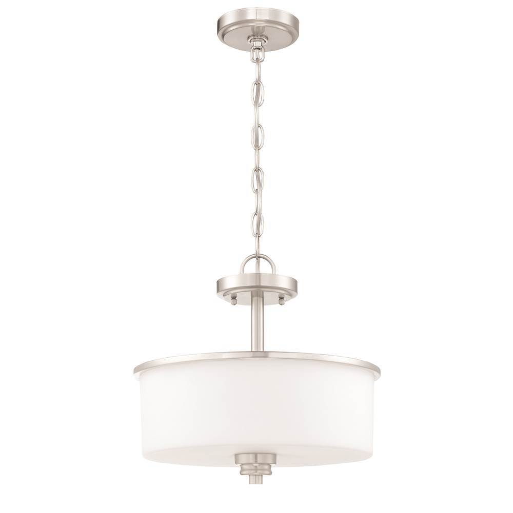 Craftmade 50552-BNK-WG Brushed Polished Nickel Bolden 2 Light Convertible Semi Flush In Brushed Polished Nickel (white Glass) Image 3