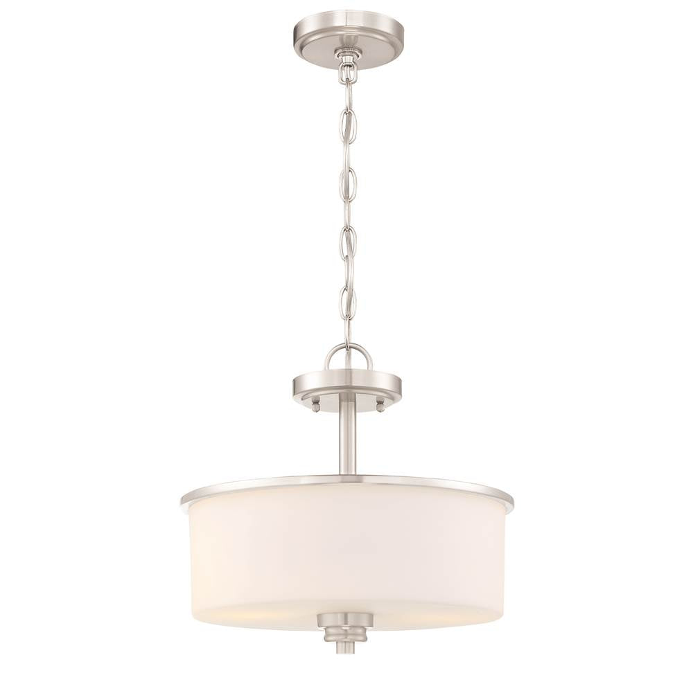 Craftmade 50552-BNK-WG Brushed Polished Nickel Bolden 2 Light Convertible Semi Flush In Brushed Polished Nickel (white Glass) Image 2