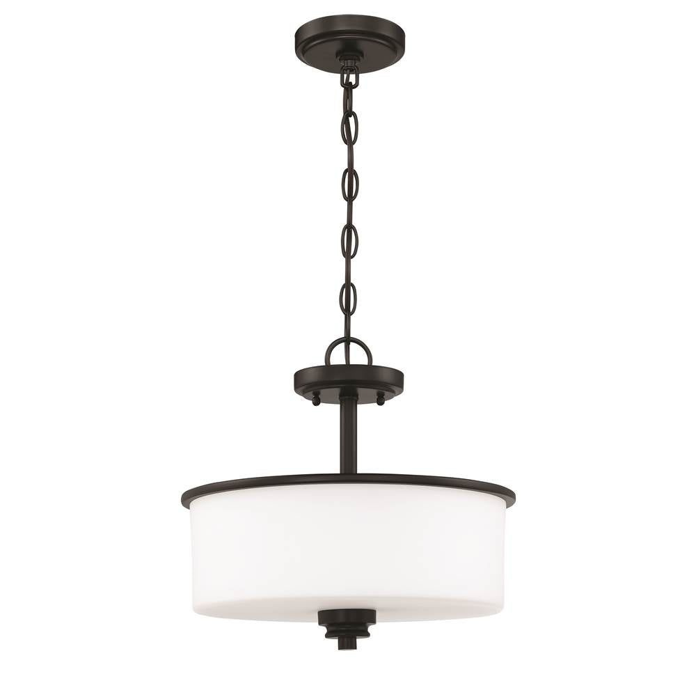 Craftmade 50552-FB-WG Flat Black Bolden 2 Light Convertible Semi Flush In Flat Black (white Glass) Image 3